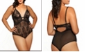iCollection Plus Size Camellia all Over Lace and Fine Mesh Teddy Matching Hardware